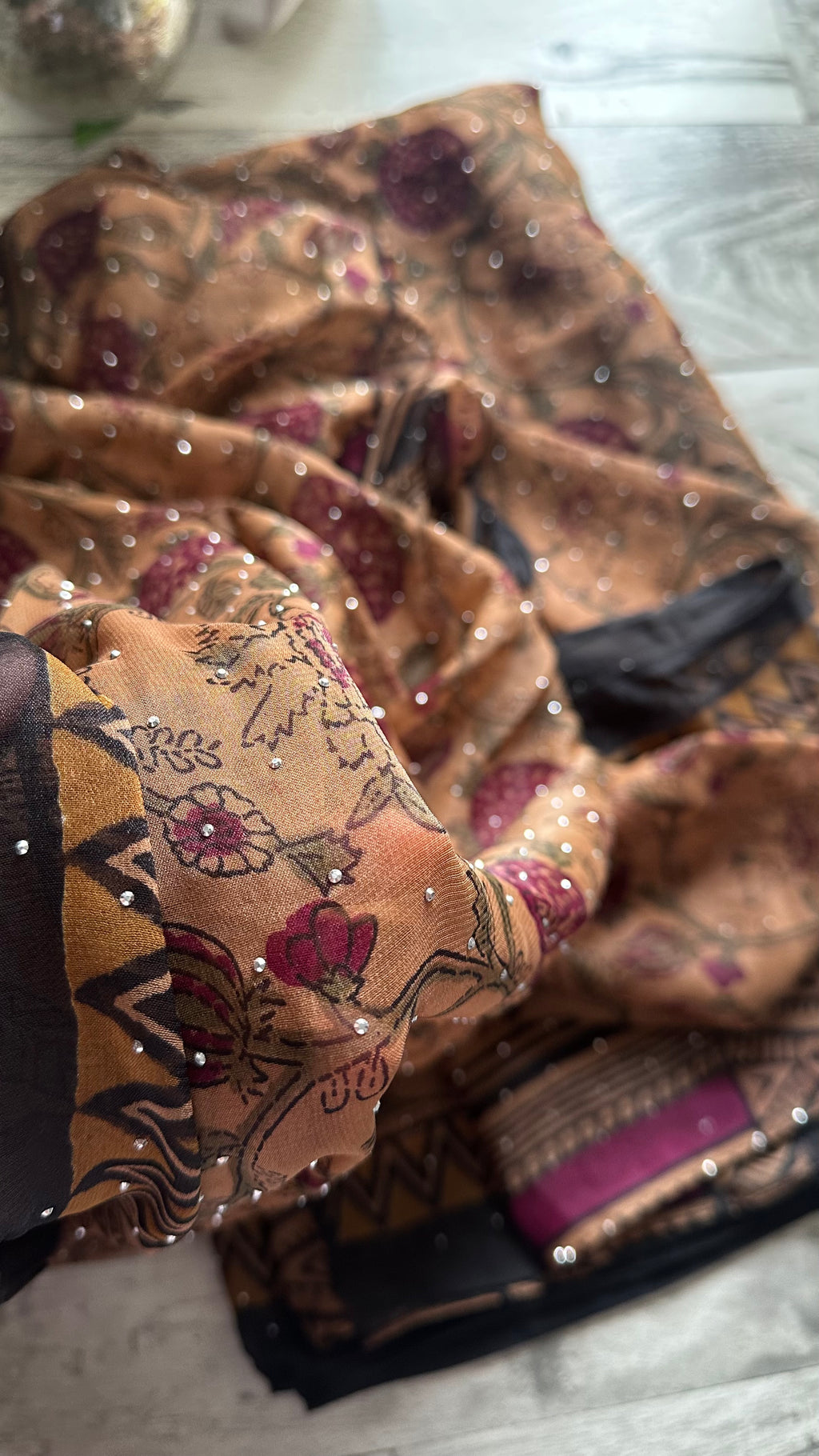 Neutral Browny chiffon Embellished Dupatta
