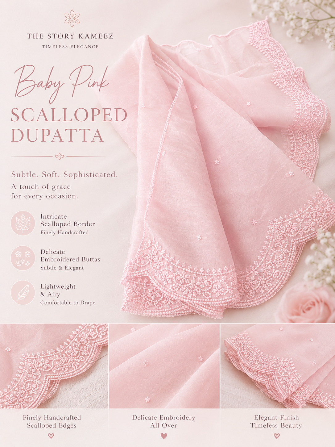 Enchanted arc scalloped Dupatta