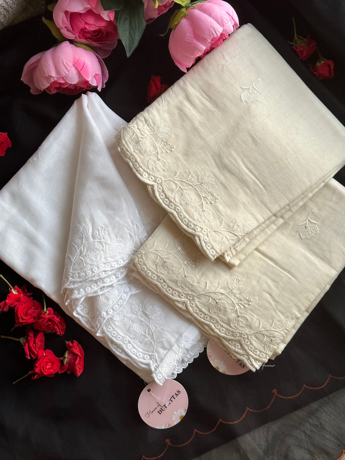Dyeable Mul cotton Dupattas- Sleeping Rose
