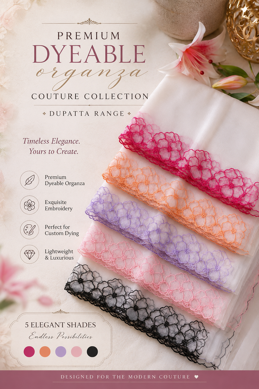 Exotic Flora Soft Organza Dupattas