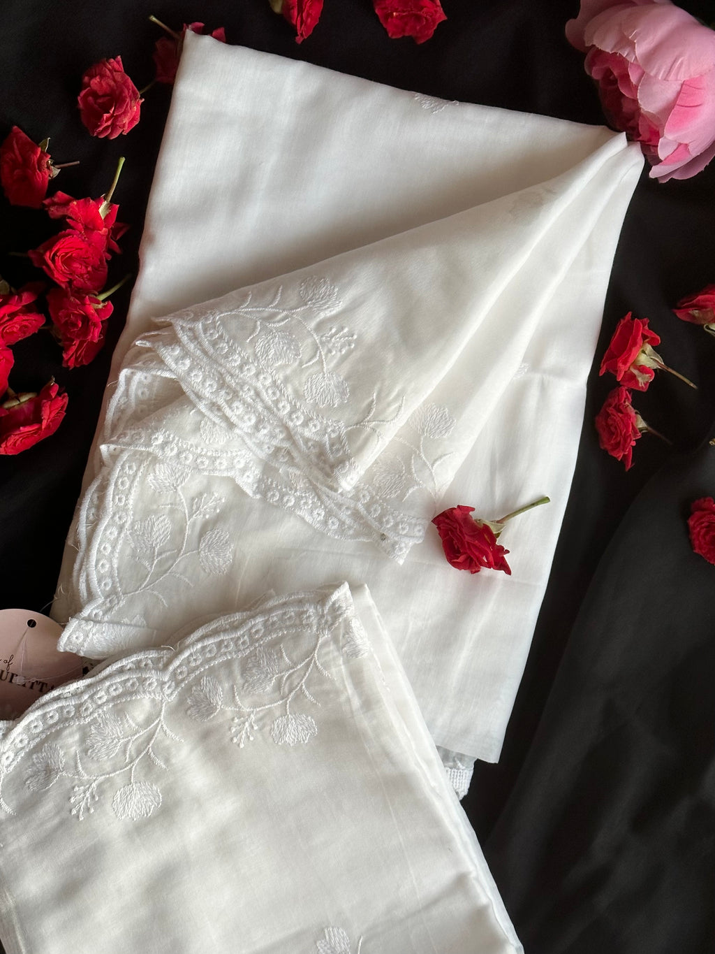 Dyeable Mul cotton Dupattas- Sleeping Rose