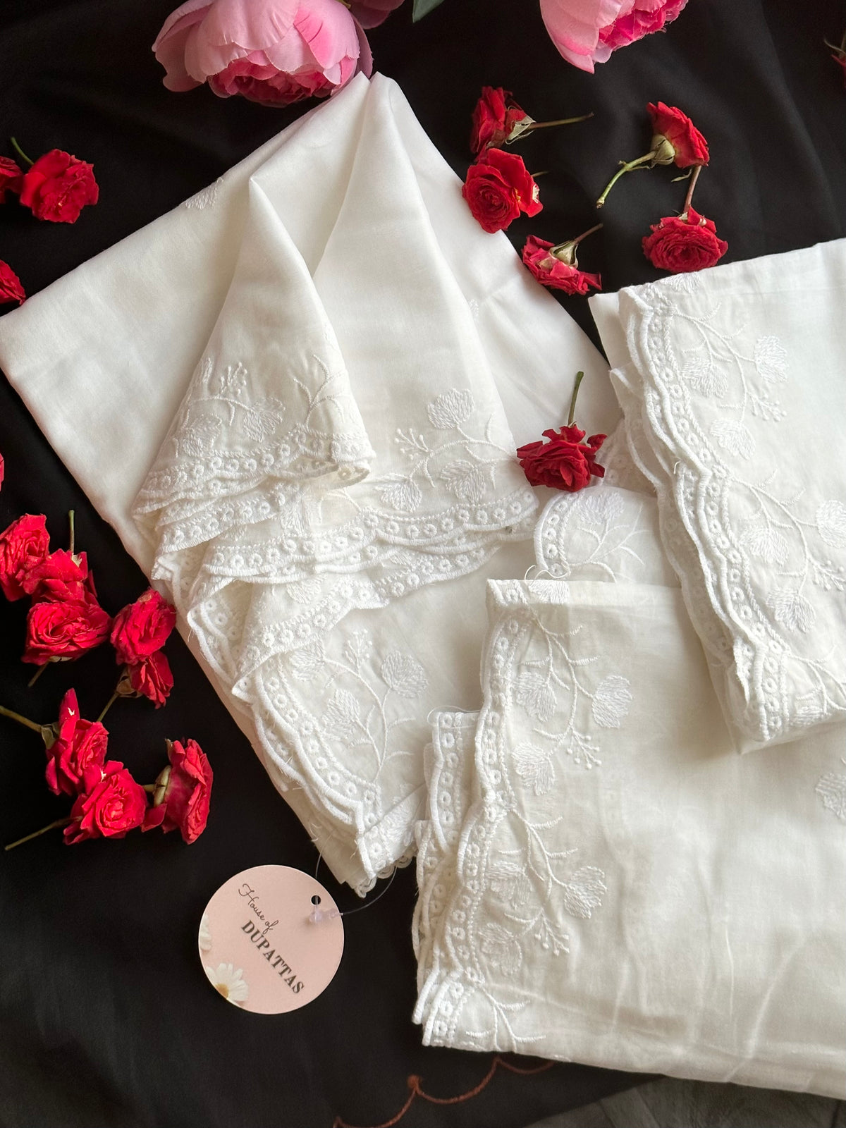Dyeable Mul cotton Dupattas- Sleeping Rose