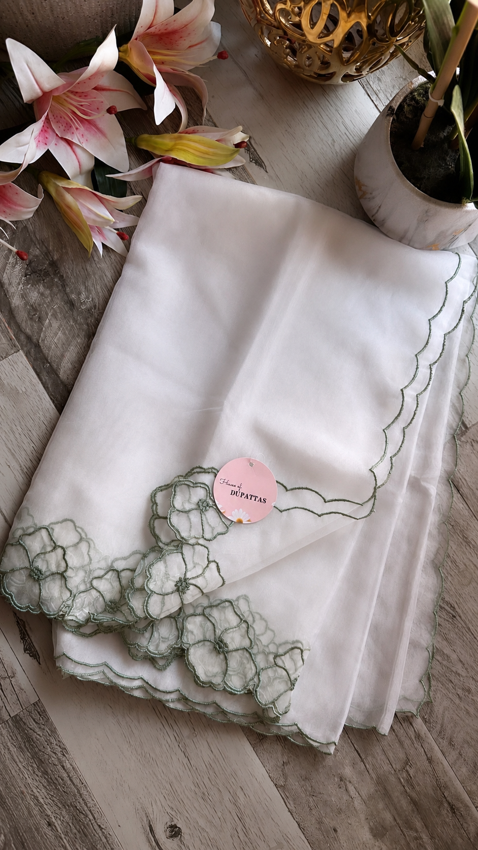 Exotic Flora Soft Organza Dupattas