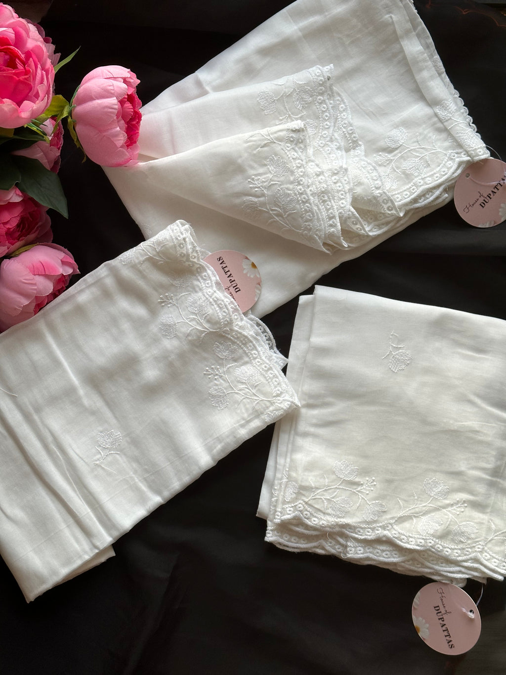Dyeable Mul cotton Dupattas- Sleeping Rose