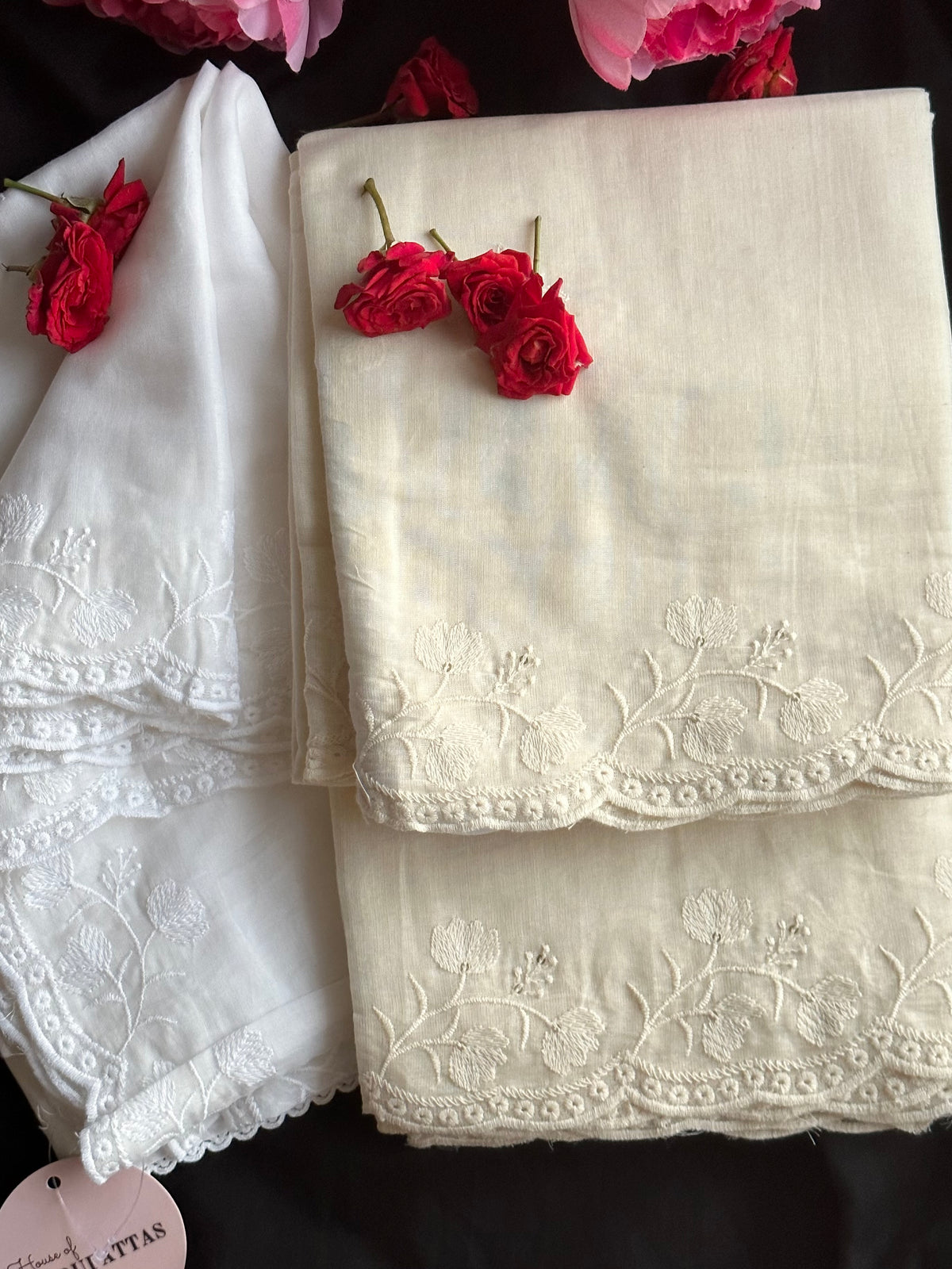 Dyeable Mul cotton Dupattas- Sleeping Rose