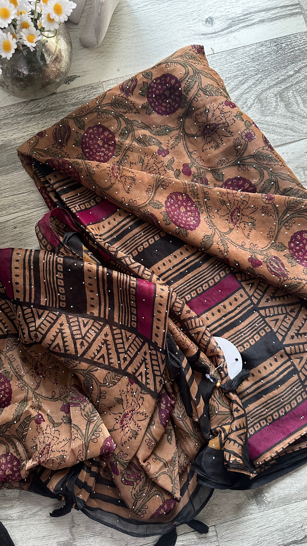 Neutral Browny chiffon Embellished Dupatta