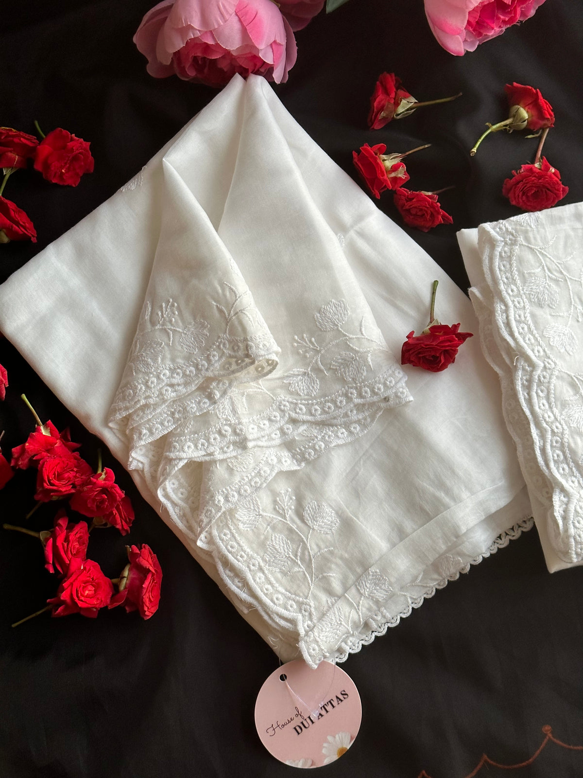 Dyeable Mul cotton Dupattas- Sleeping Rose