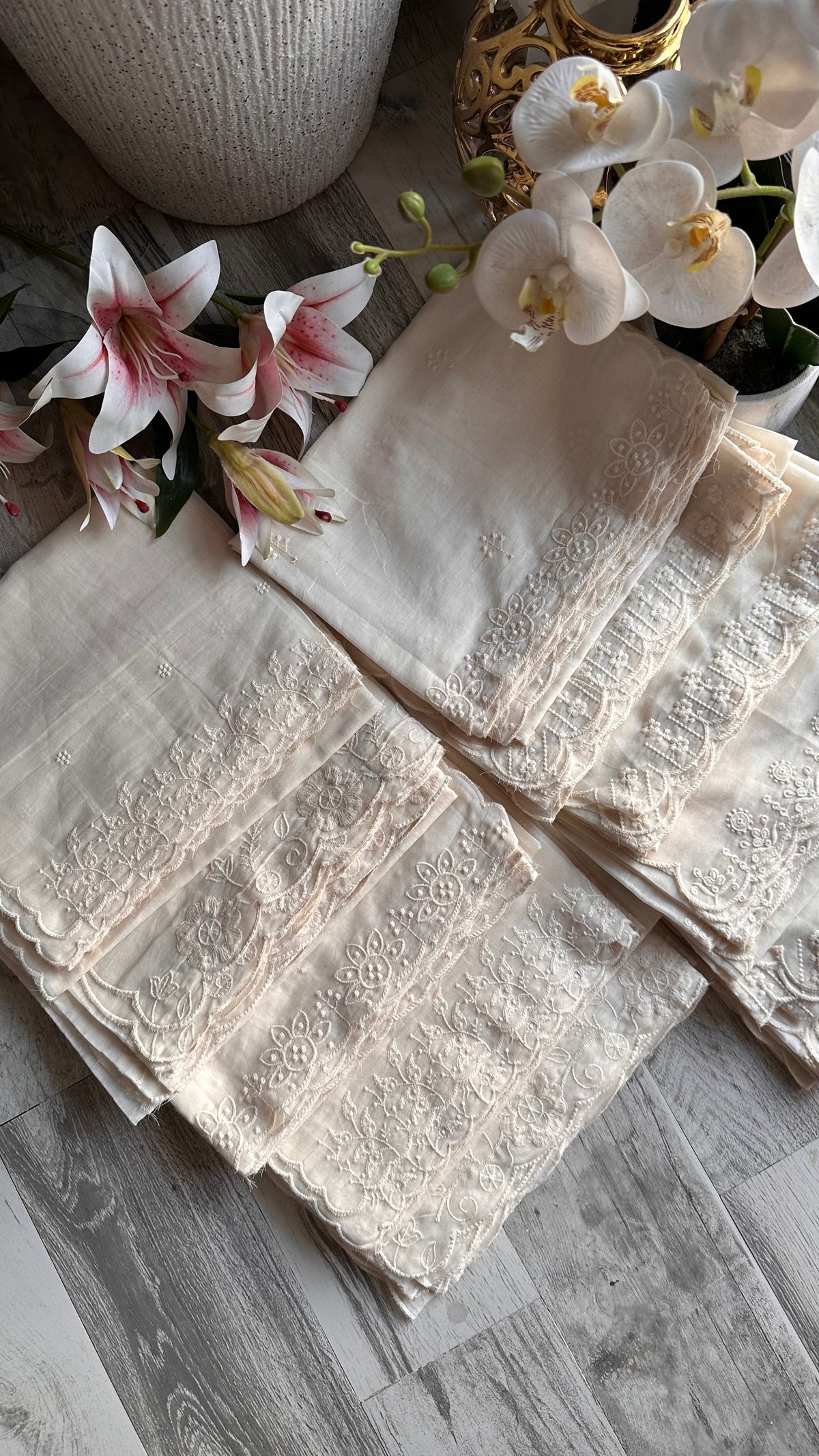 Dyeable Mul cotton light cream shade Dupatta