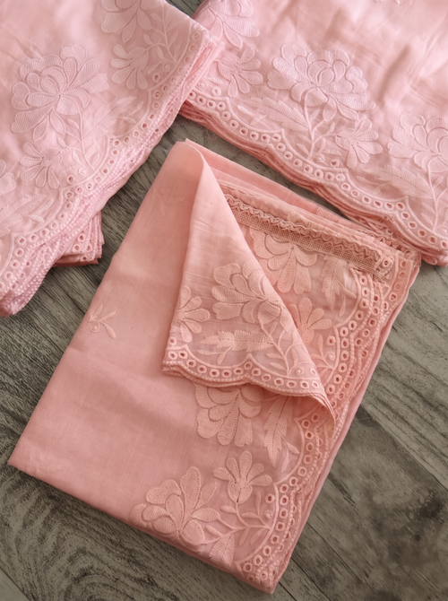 Fresh Pastel Sorbet Mul cotton Heavy embroidered Dupatta
