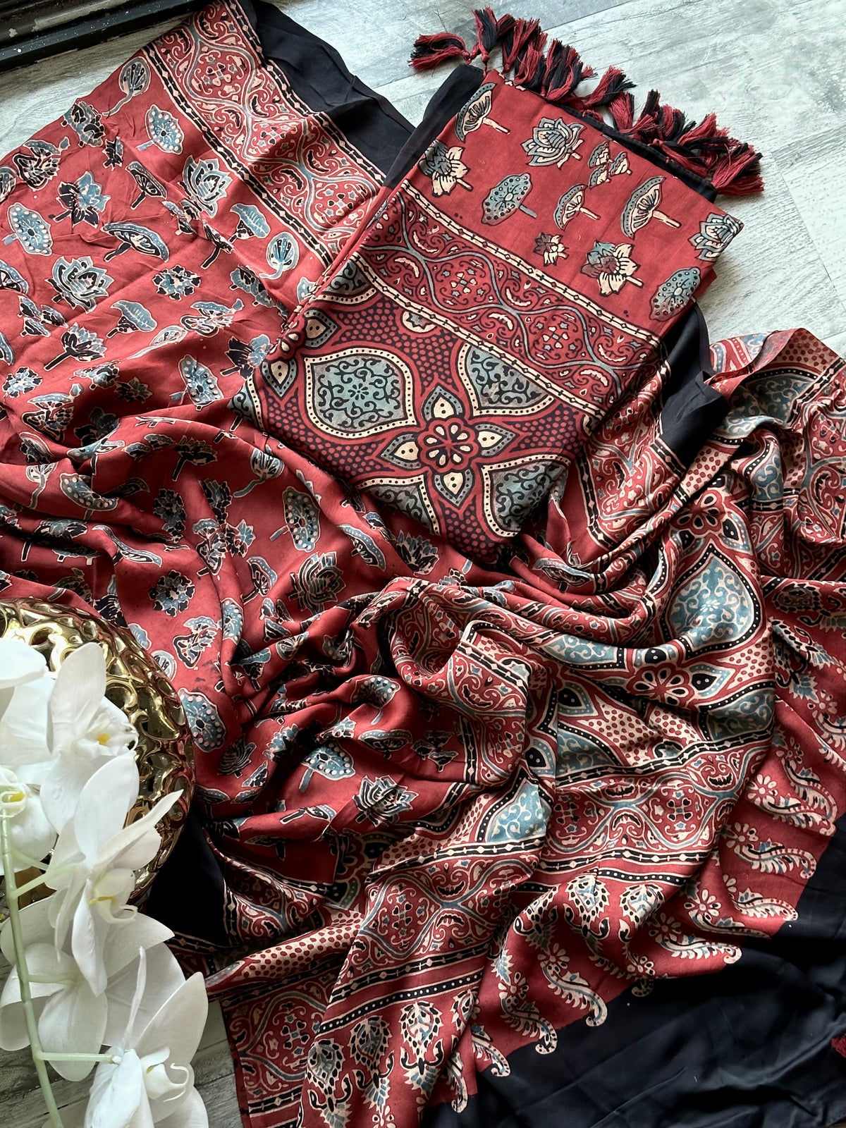 Pure Modal Silk Ajrak print Dupattas