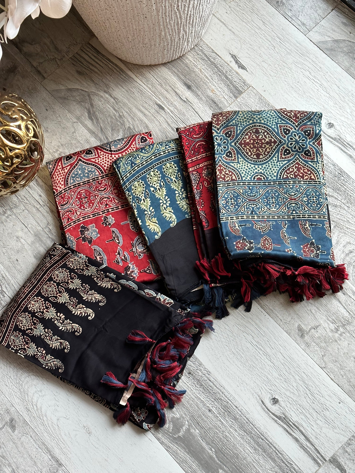 Pure Modal Silk Ajrak print Dupattas