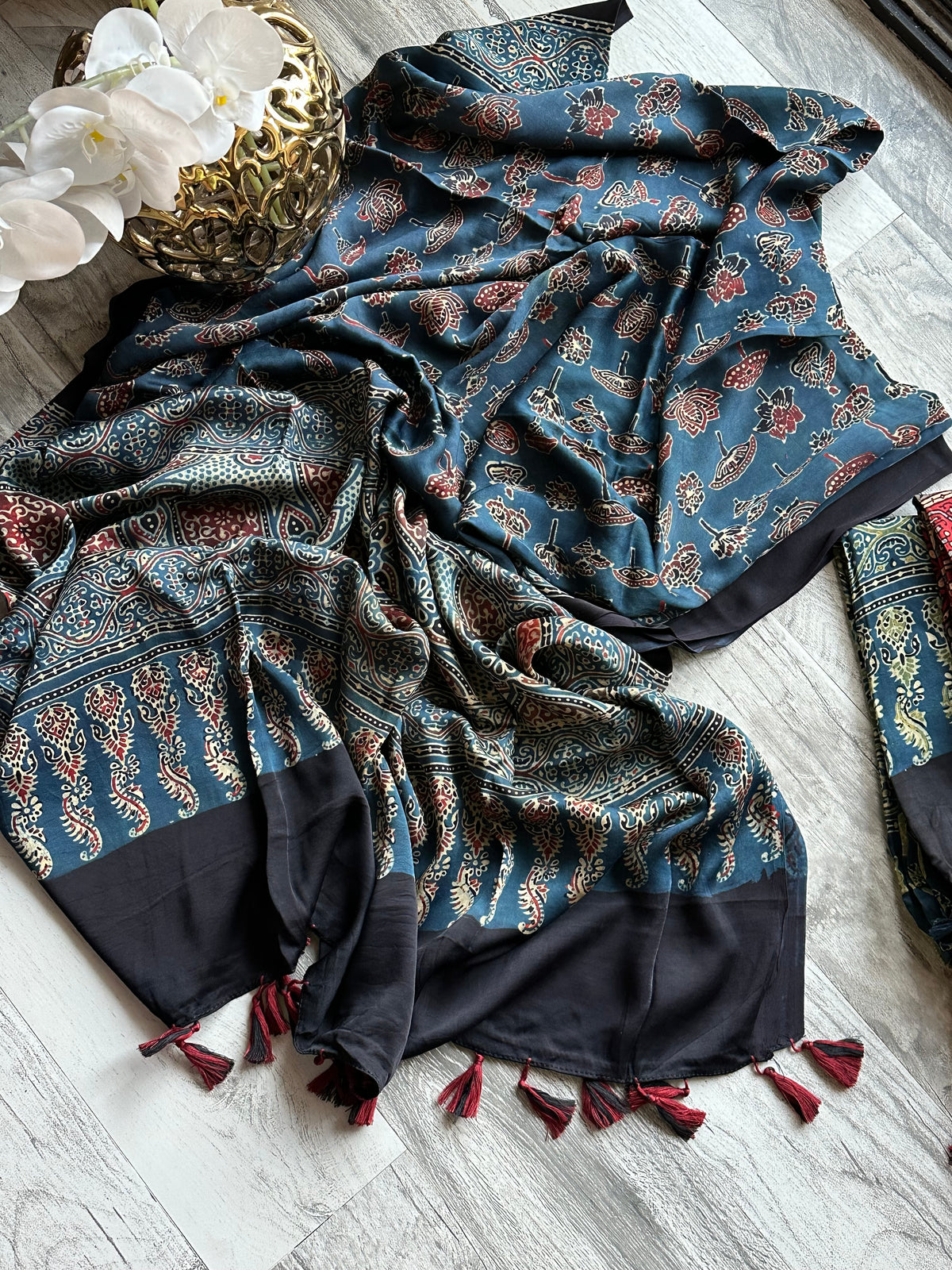 Pure Modal Silk Ajrak print Dupattas