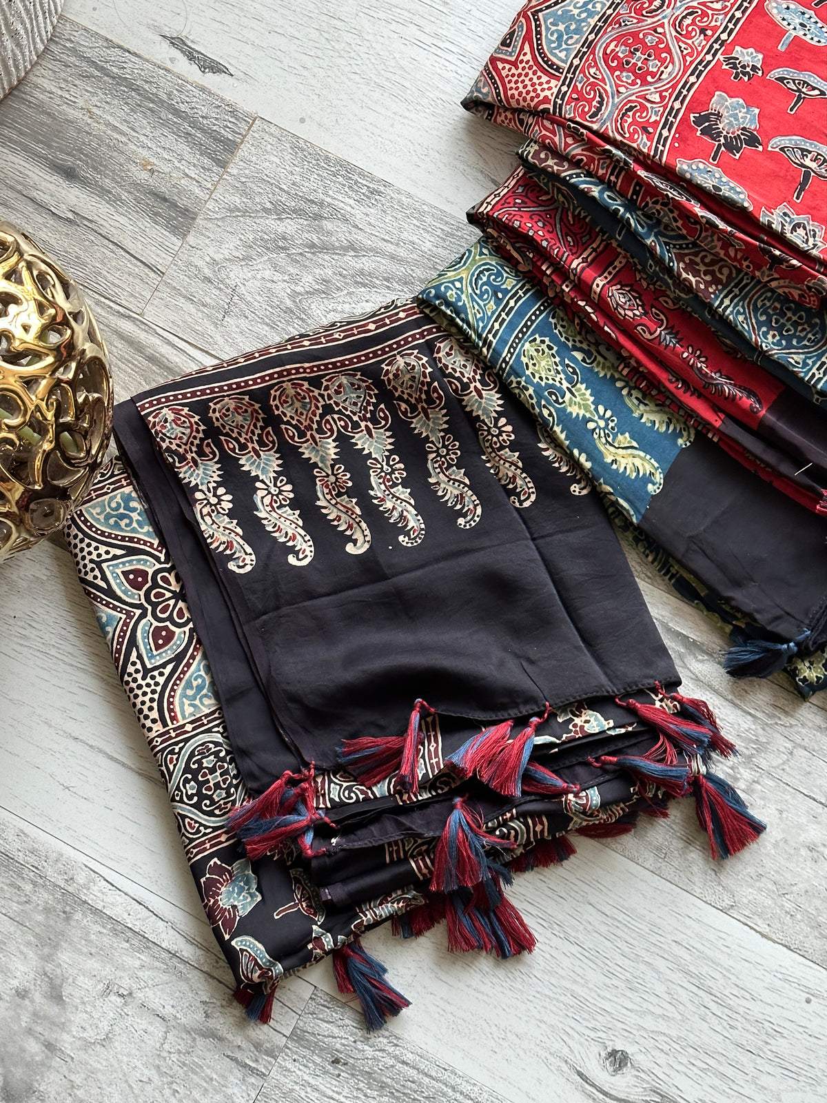 Pure Modal Silk Ajrak print Dupattas