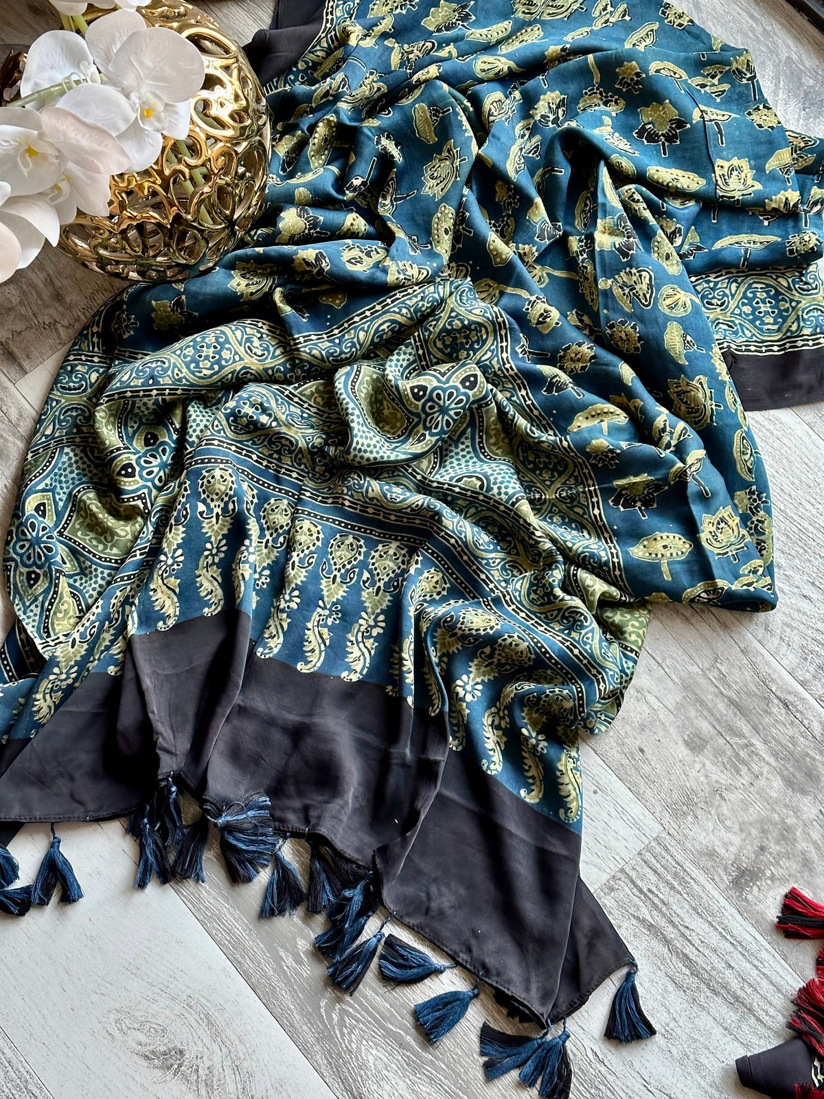 Pure Modal Silk Ajrak print Dupattas