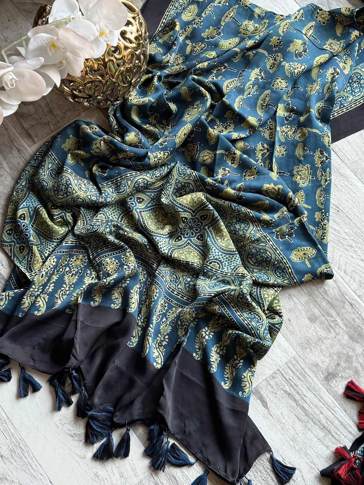 Pure Modal Silk Ajrak print Dupattas