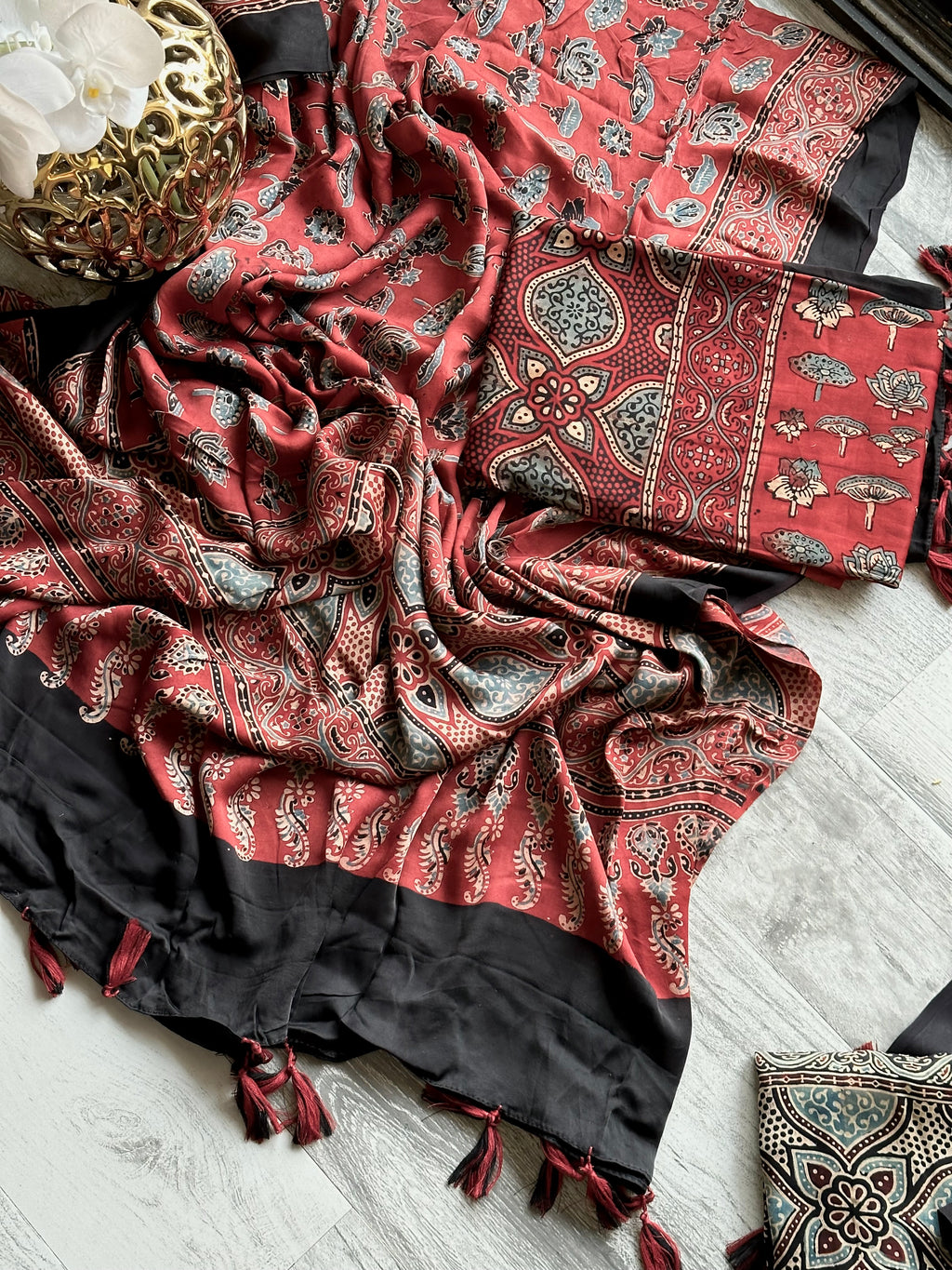 Pure Modal Silk Ajrak print Dupattas