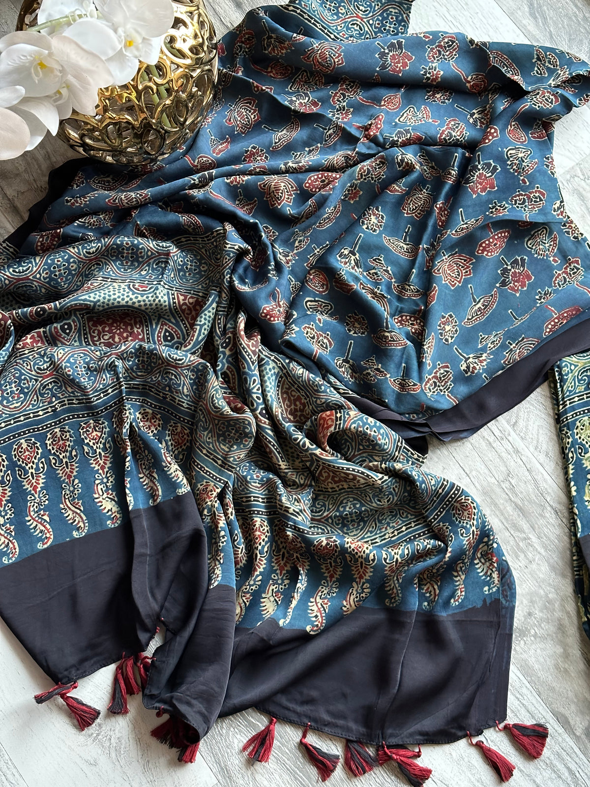 Pure Modal Silk Ajrak print Dupattas
